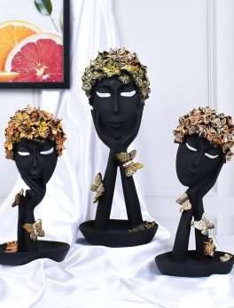3 Lady Human Face On Hand Home Office Table Decor Sculpture