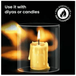 Diya for Puja Glass Cover Akhand Jyoti Diya Glass Large (Height: 4 Inch Width: 3 Inch)