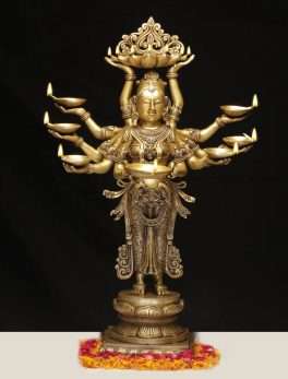 Brass DeepLaxmi Statue With Diya Holder/Welcome lady Diya