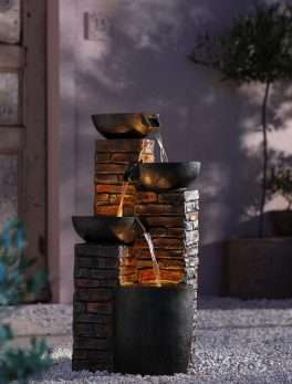 Polyresin Water Garden Fountain with LED Lighting