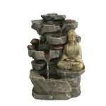 Buddha Table Top Indoor Outdoor Water Fountain with LED Lights for Home Decor