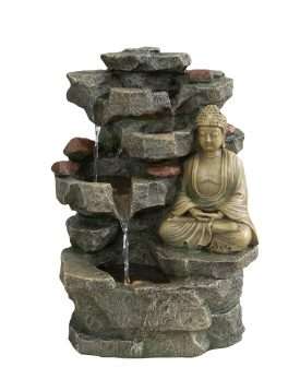 Buddha Table Top Indoor Outdoor Water Fountain with LED Lights for Home Decor