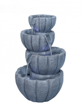 Four-Tier Cascading Bowl Water Feature with LED Lights
