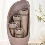 Modern Bowl Tan Polyresin Water Fountain