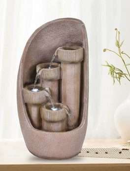 Modern Bowl Tan Polyresin Water Fountain