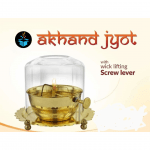 Brass Akhand Diya with Adjustable Bati for Puja Decorative With Borosil glass