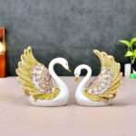 Swan Pair Feather Design Sculpture for Home Decor Decorative Showpiece