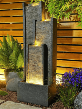 Modern Cascading Floor-Standing Fountain with LED Lights