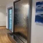 Mirror Water Fountain With Standing Stainless Steel Waterfall