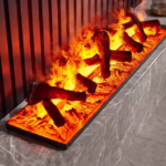 3D Flame Water Vapor Wooden Fireplace With Charcoal On Top