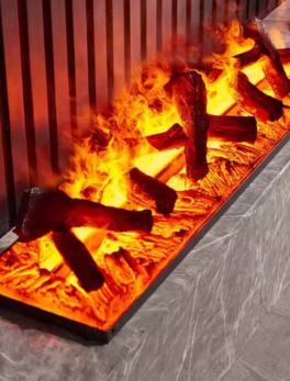 3D Flame Water Vapor Wooden Fireplace With Charcoal On Top