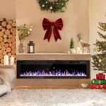 Electric Fireplace with Remote Control & Touch Screen, Recessed and Wall Mounted