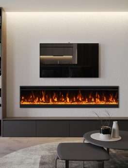 Electric Fireplace, Ultra-Thin Wall Mounted and Recessed Fireplace