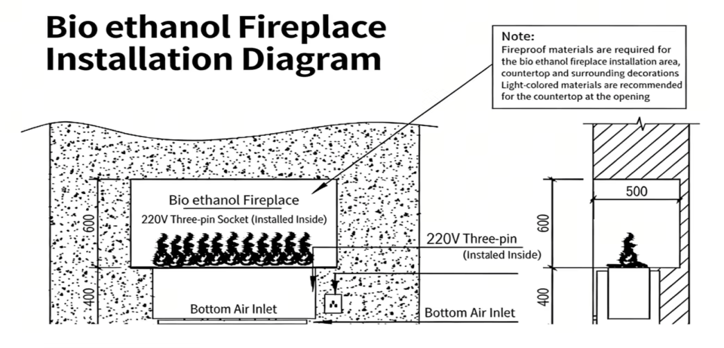 Stainless Steel Bioethanol Fireplace with Remote Control with APP Control - Image 4