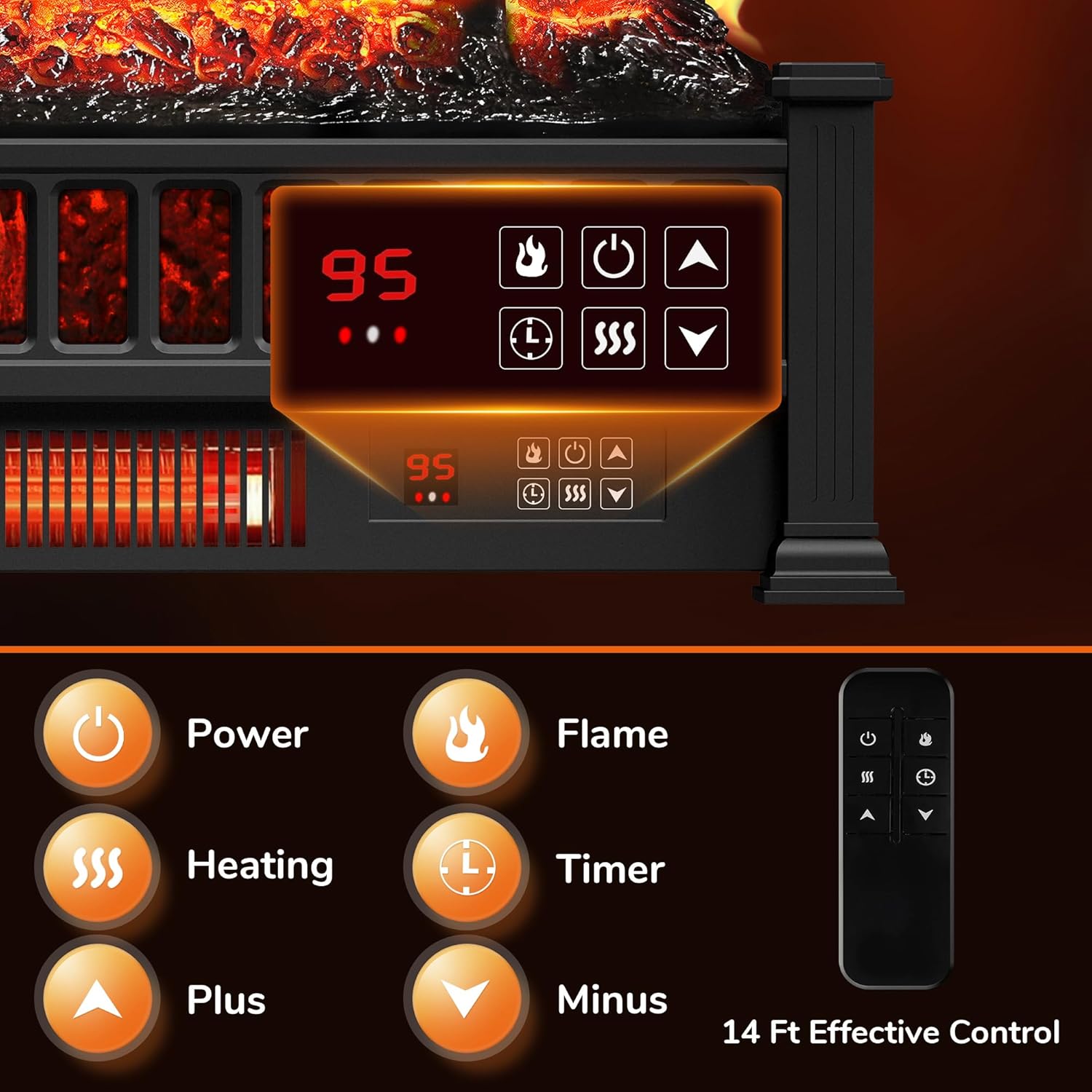 Electric Fireplace Logs Inserts Heater - Image 5