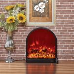 Modern 2D Flame Mist Electric Charcoal Fireplace Remote Control Easy Insert Installation Indoor