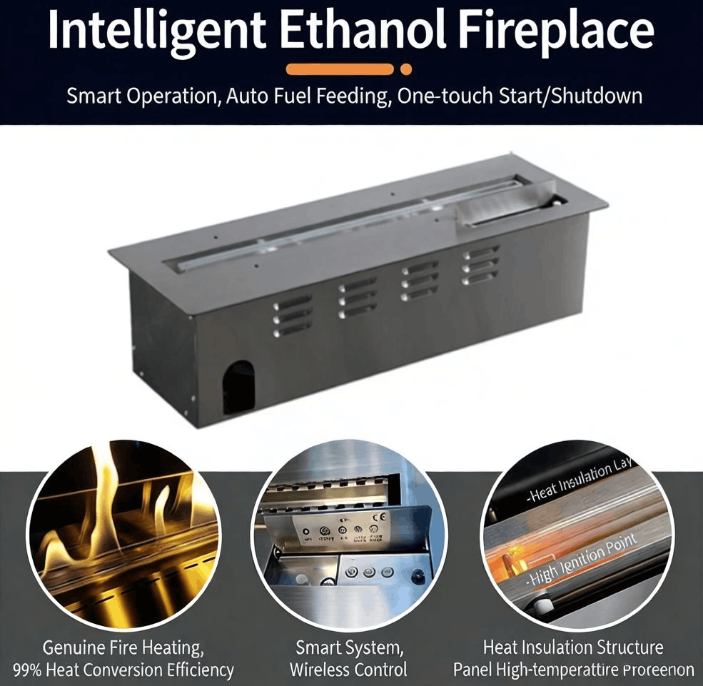 Stainless Steel Bioethanol Fireplace with Remote Control with APP Control - Image 3