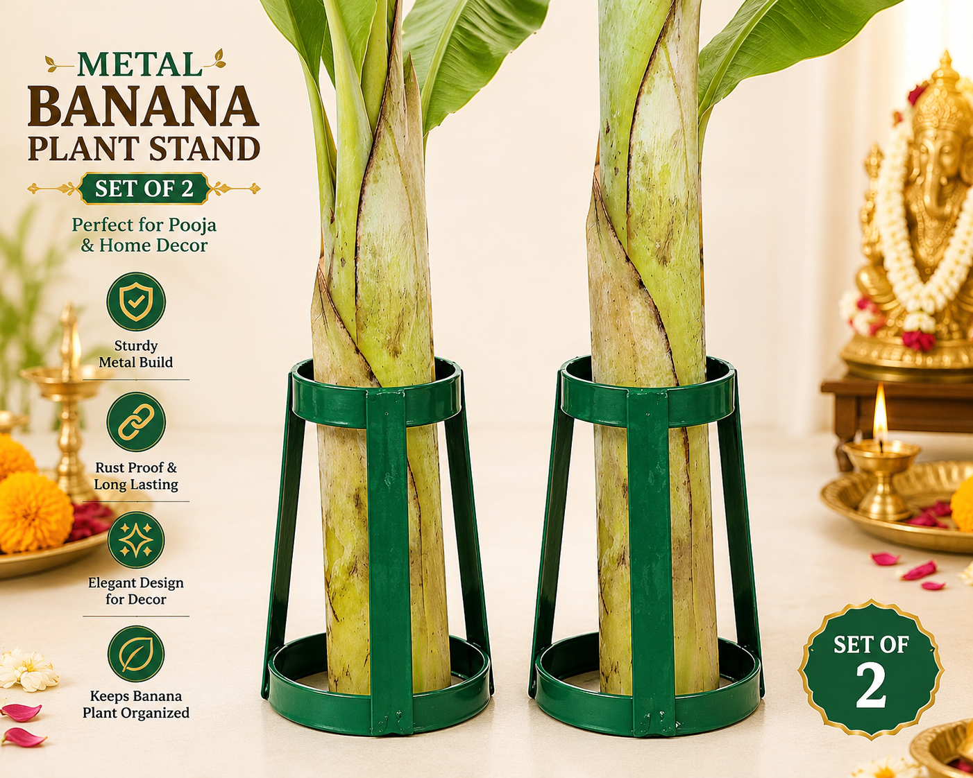 Banana Plant Stand Holder For Pooja Set of 2 - Image 4