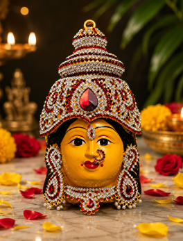 Decorated Stone Work Varalakshmi Face For Puja