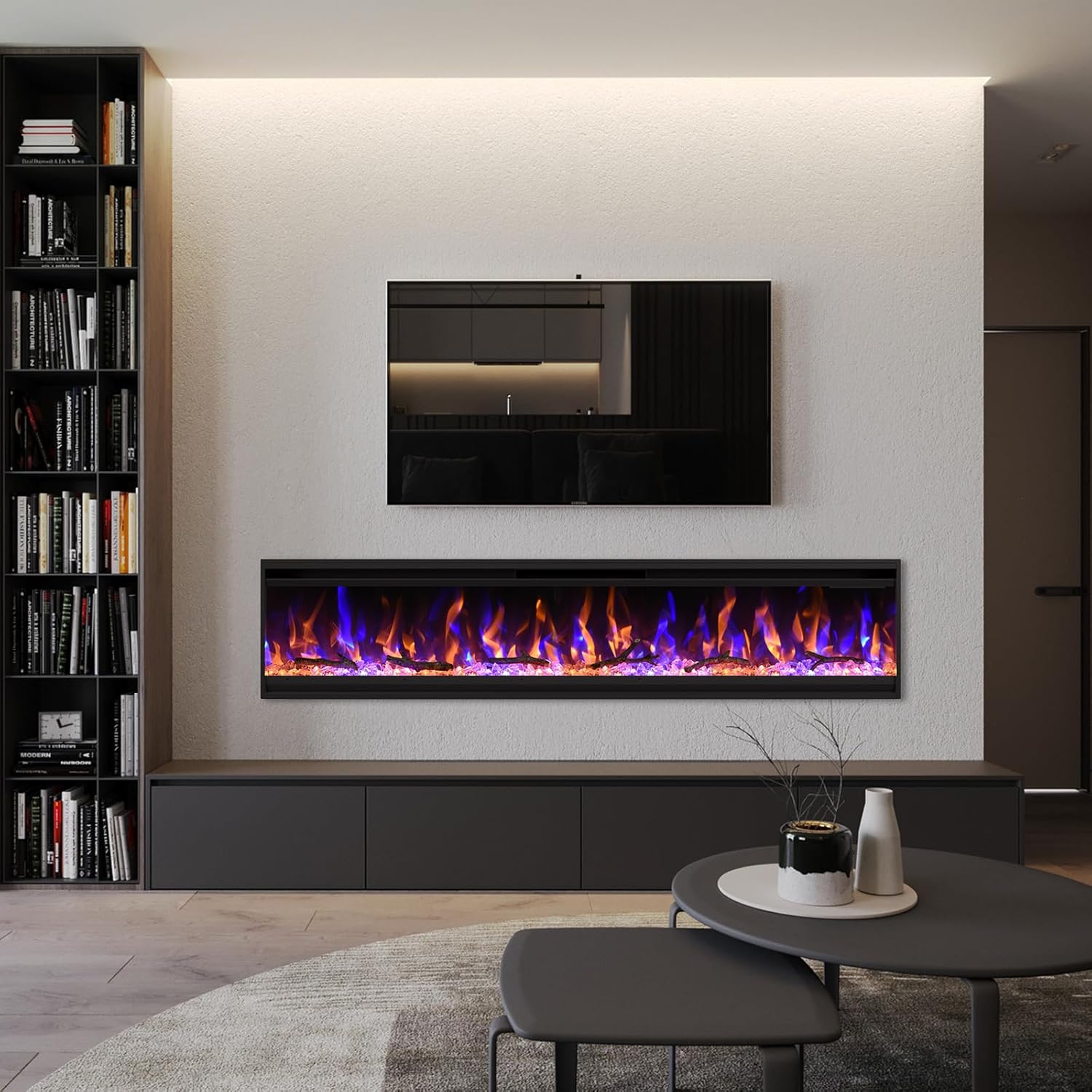 Electric Fireplace Inserts, Ultra-Narrow Frame, Wall Mounted and Recessed Fireplace - Image 3