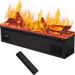 3D Water Vapor Fireplace With Wood Log on top, with Multiple Colors