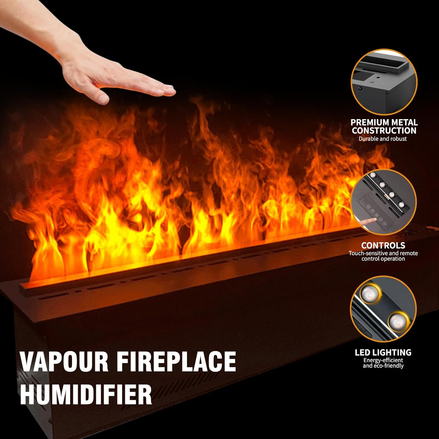 Water Vapor Fireplace Recessed 3D Realistic Steam 7 Color Flames - Image 5