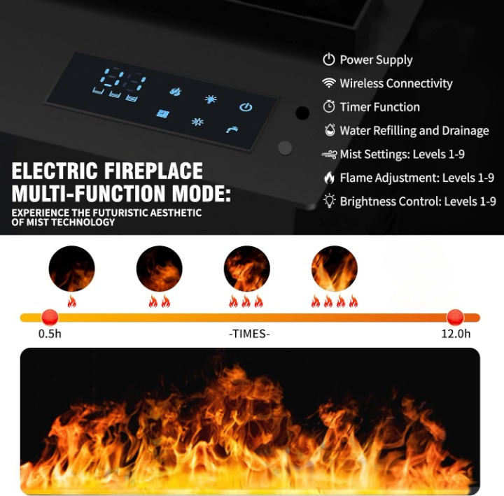 Water Vapor Fireplace Recessed 3D Realistic Steam 7 Color Flames - Image 6