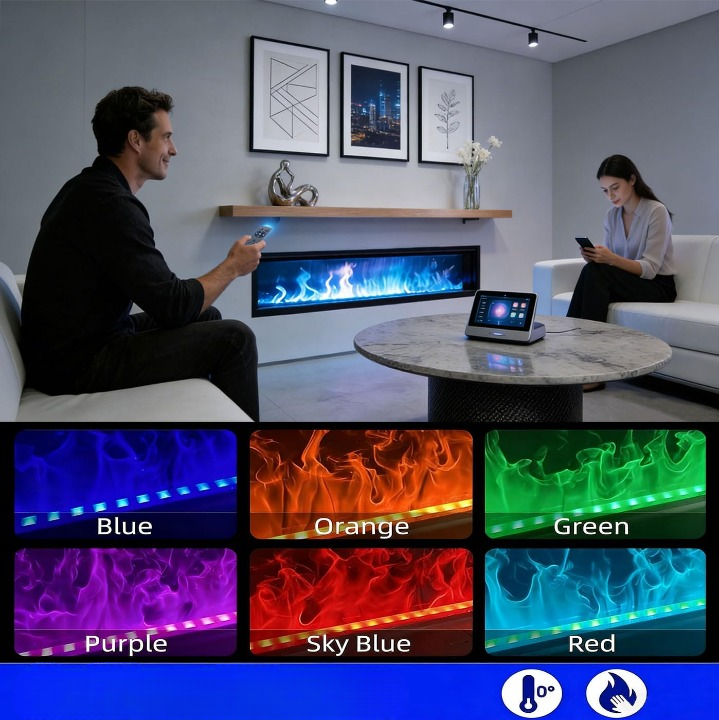 Water Vapor Fireplace Recessed 3D Realistic Steam 7 Color Flames - Image 4