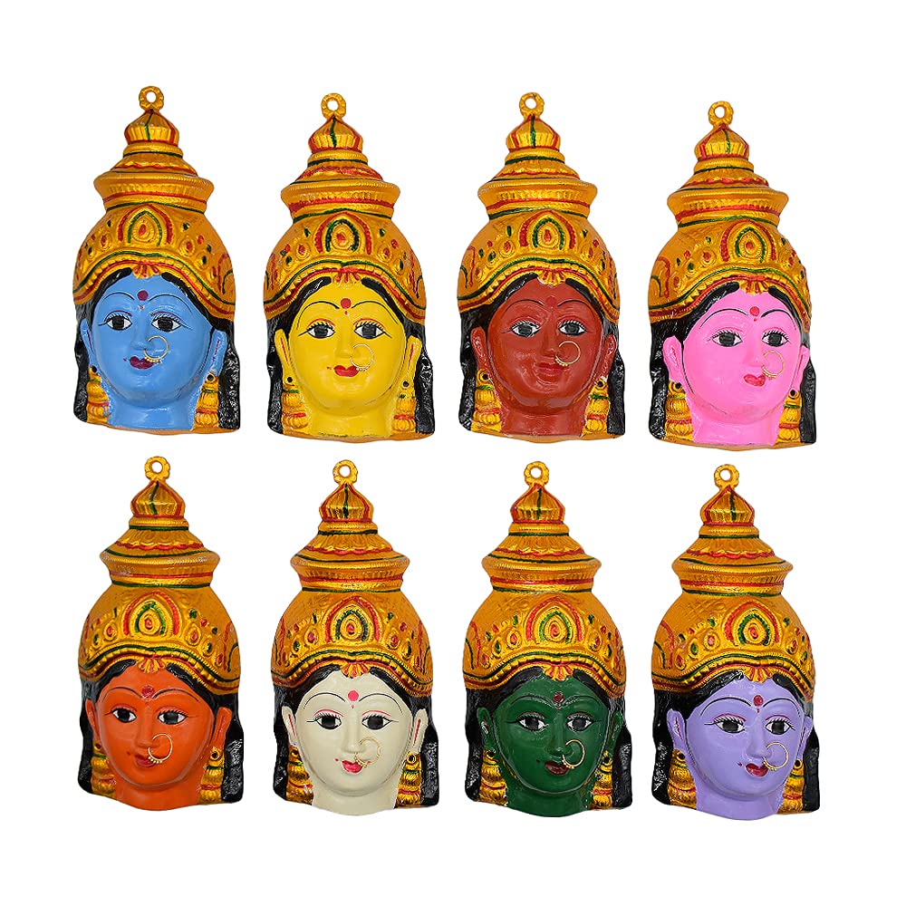 Metal Asthalakshmi Devi Face Idols Set - Image 3