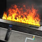 Water Vapor Fireplace Atomized Fake Fire with Remote Control, Adjustable Flame 200*24*17.3 CM