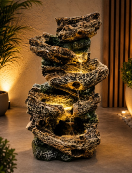 Nature Inspired Woodstone Water Fountain for Home & Garden