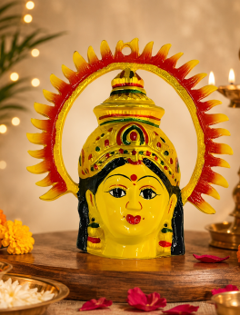 Metal Amman Face with Surya Prabhavali for Varalakshmi