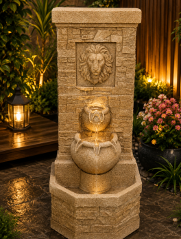 Lion Face Water Fountain Elegant Outdoor & Indoor Décor
