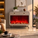Contemporary Freestanding Electric Fireplace With LED Adjustable Flame and Color