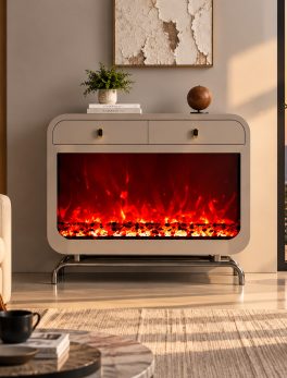 Contemporary Freestanding Electric Fireplace With LED Adjustable Flame and Color