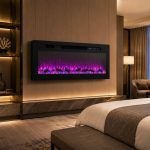 Electric LCD Fireplace Heater Insert LED Flame & Multicolor Glass Crystal