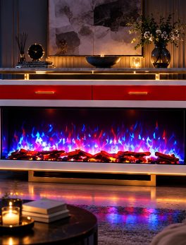 Freestanding Electric Fireplace Cabinet With Wide Flame Display Storage Drawers
