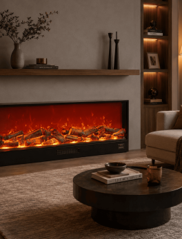 LCD Electric Fireplace Heater Wall-Mounted LED Flame