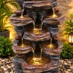 7 Tier Waterfall Indoor/Outdoor Garden Water Fountain with Lights